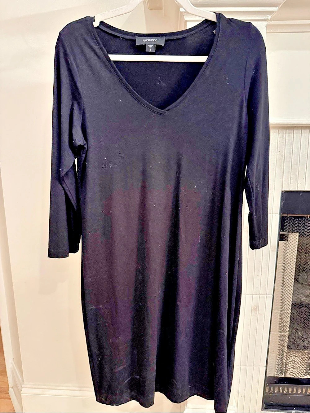 Karen Kane Black V-Neck 3/4 Sleeve Jersey Dress Size S